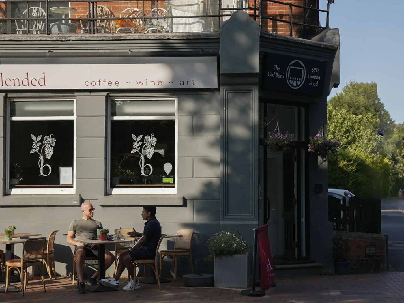 The Blended coffee shop and wine bar in Southborough, with guests dining at outdoor tables
