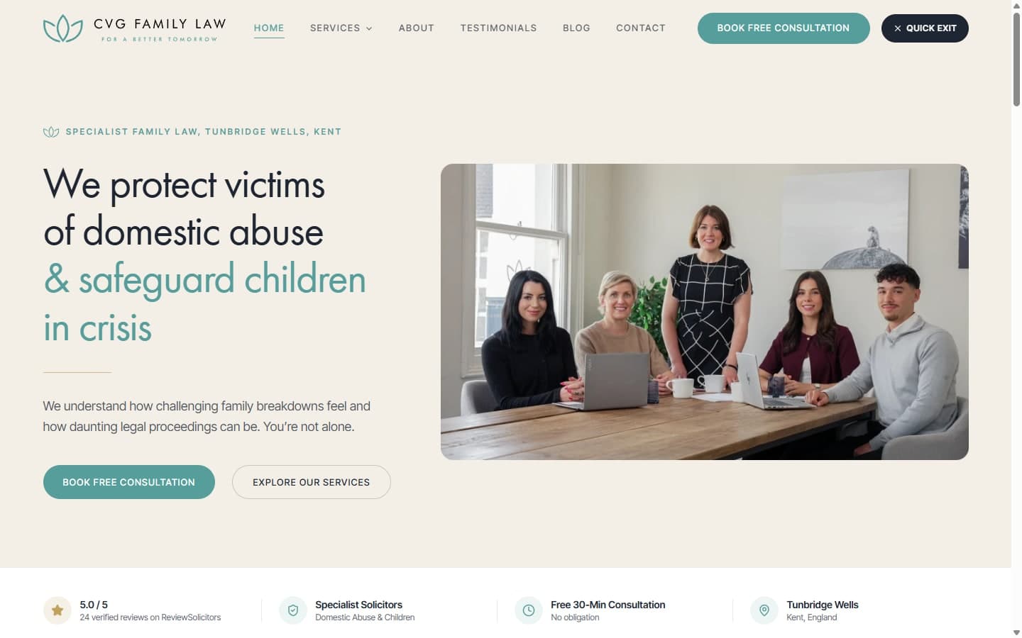 CVG Family Law website screenshot