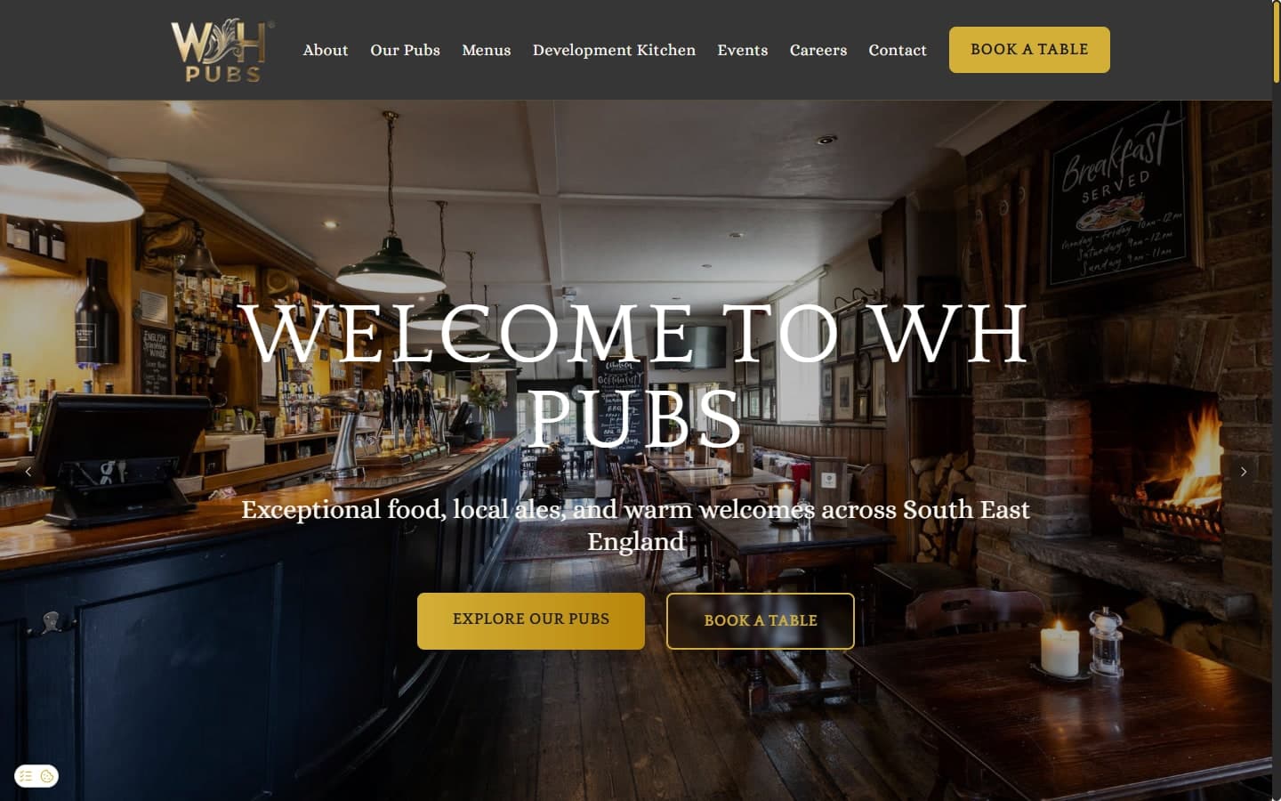 WH Pubs website screenshot